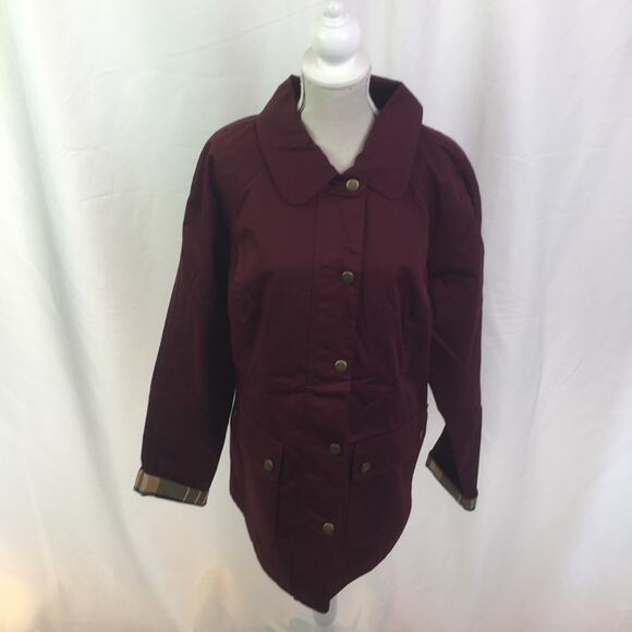 Denim&Co hi lo snap button Jacket wine burgundy XS - Picture 16 of 16